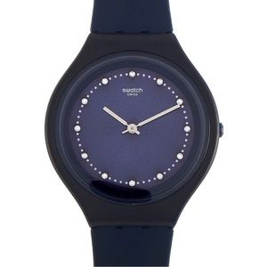 Swatch Womens Skinsparks 40 Mm Dark Blue Sun-Brushed Dial Watch